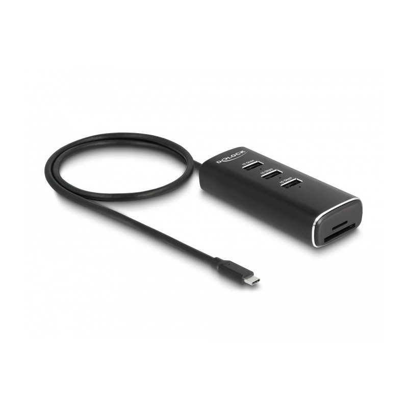 3 Port USB 10 Gbps Hub inkl. SD und Micro Card Reader mit Type-C Anschluss